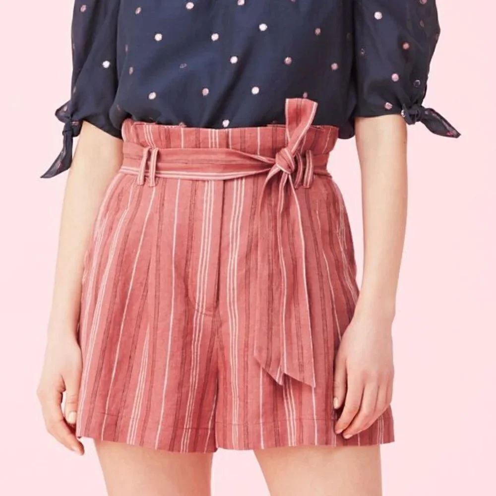 REBECCA TAYLOR YARN DYED STRIPE SHORTS NWT SIZE 10